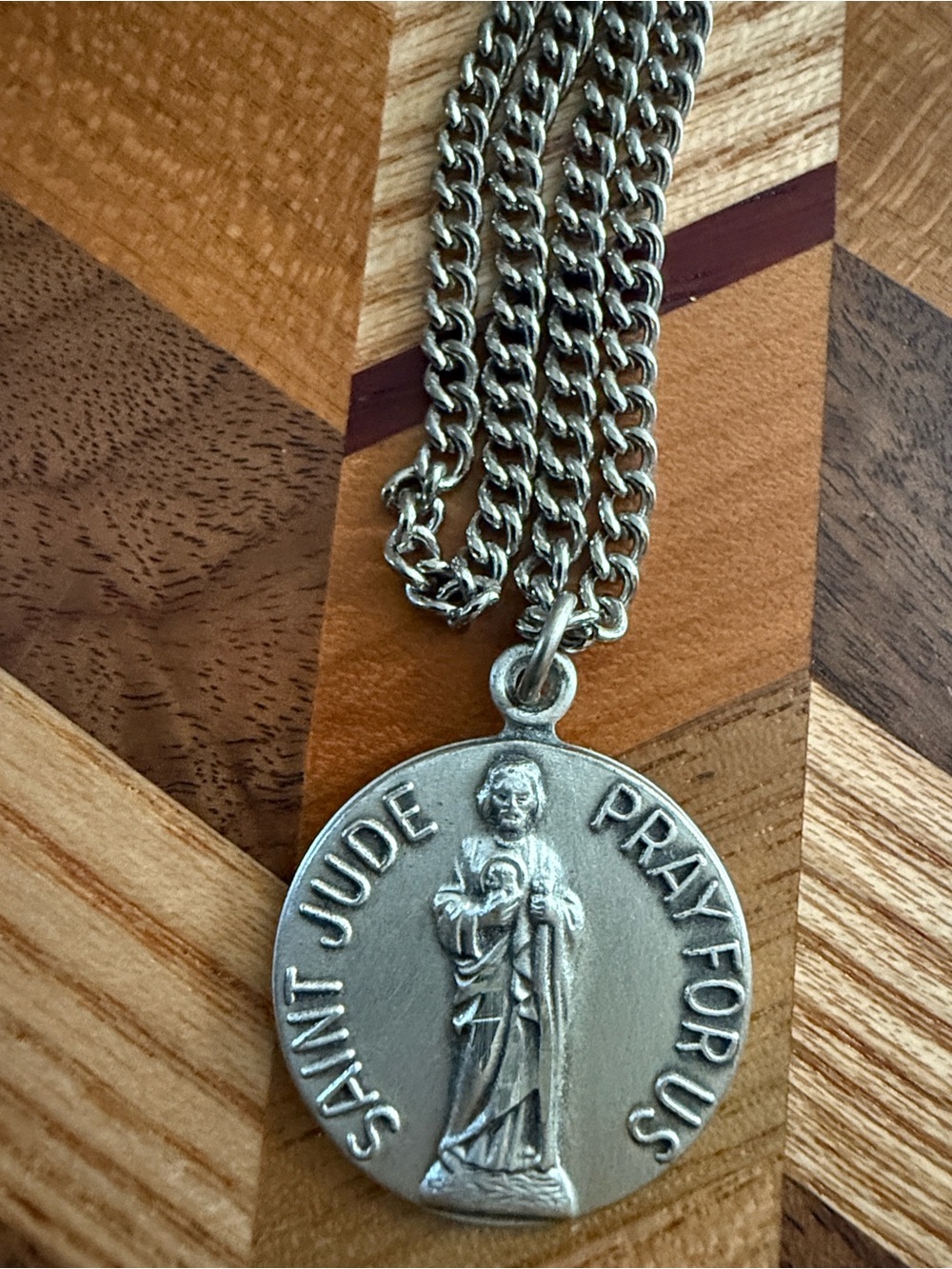 Saint Jude Sterling Silver- Necklace - Men's Religious Pendant